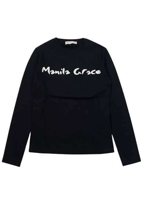 T-shirt bambina nera in cotone Manila Grace | M2902W25/SUNERO